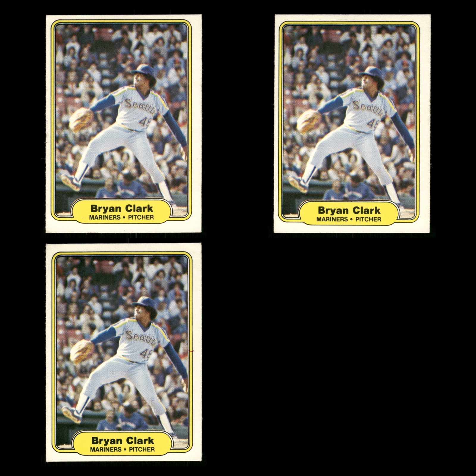 Bryan Clark Rookie Lot 3 Baseball Cards 1982 Fleer Seattle Mariners Set MLB VG trading card lot front image